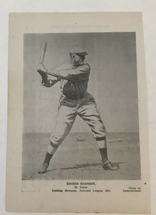Rare 1921 Pop 1 Roger Hornsby Hof Baseball Card Bond Bread