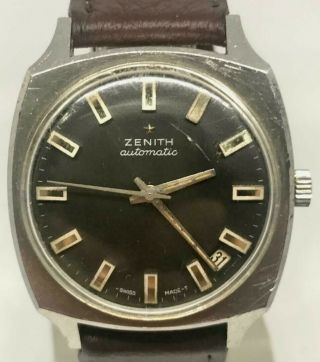 Zenith 2552 Automatic Swiss Vintage Watch Special Rare 36mm Stainless Steel Men
