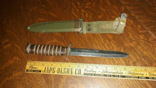 Rare Wwll Case Us - M3 Trench Knife - Blade Marked - Blued Blade - Usm8 B.  M.  Co.  Sheath