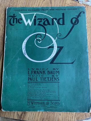 1902 Wizard Of Oz Music Sheet From Play Rare Green Witmark & Sons Baum