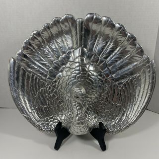 Vintage Arthur Court 1992 Turkey Tray Aluminum Thanksgiving Serving Platter Rare