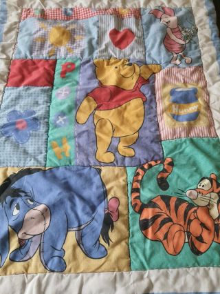 Vintage Rare Winnie The Pooh And Friends Crib Comforter 1998 Security Blanket