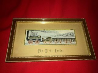 Rare Antique Stevengraph Pure Woven Silk Embroidery Picture - " The First Train "