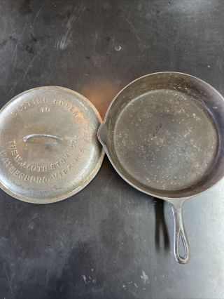 Extremely Rare W.  J.  Loth Stove Co.  No.  10 Cast Iron Skillet W/ Lid