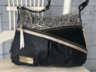 Anna Nova Black Leather Hobo Crossbody Messenger Traveler Shoulder Bag Rare