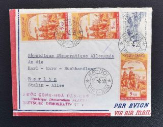 North Vietnam To East Germany Gdr/ddr 1959 Elephants,  Rare Airmail Embassy Cover