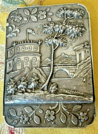 Rare C.  1847 Philadelphia Usa Coin Silver Castle Top Card Case Leonard & Wilson