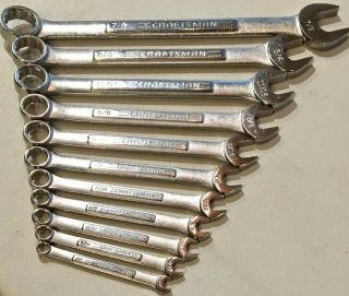 Rare 11 Piece 12 Point Craftsman Sae Combination Wrench Set Usa Made 1/4 - 7/8 In