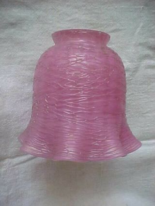 Rare Loetz Austrian Czech Threaded Pink Iridescent Art Glass Electric Lamp Shade
