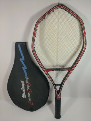Rare Macgregor Bergelin Long String Tennis Racket 4 1/2 Racquet With Cover