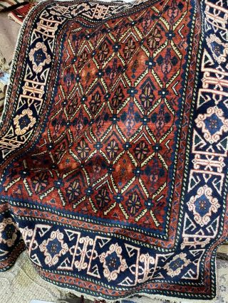 Auth: Antique Caucasian Rug Crisp Rare Armenian Village Collectible 3x4.  6 Nr