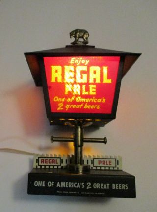 Rare Vintage Regal Pale Beer Advertising Sign Light Bar Top Lantern