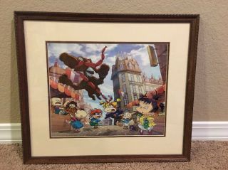 Nickelodeon Rugrats Rare Framed Lithograph Tommy Pickles Angelica Chuckie Dill