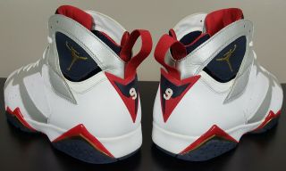 Nike Jordan Vii Retro 7 Olympic 2012 White Blue Red Rare 304775 - 135 (size 16)