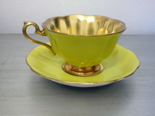 Rare Royal Albert Series Bright Yellow w Heavy Gold Bone China Cup & Saucer Avon 3