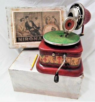 Rare Nifty Nirona Table Top Phonograph Gramophone 78 Rpm Small Record Player