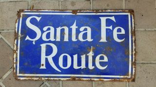 Vintage Rare Railway Enamel Sign For Santa Fe Antique Memorabilia