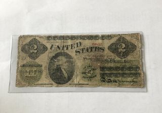 1862 $2 Two Dollar Bill Legal Tender United States Note.  Civil War.  Rare