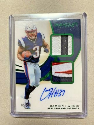 2019 Immaculate Damien Harris Rc Auto Rpa Double Patch Green 5/14 Rare Htf