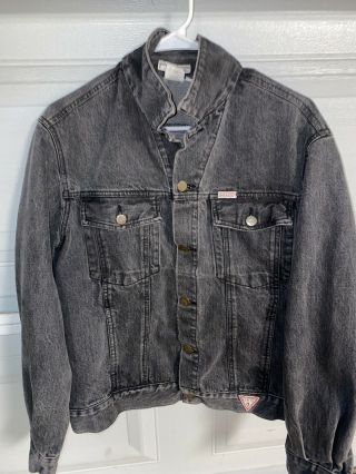 Men’s Vintage Georges Marciano Guess Denim Jacket Washed Black Large Usa Rare
