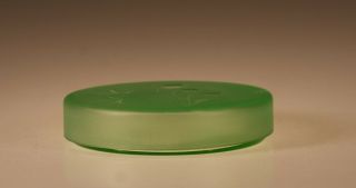 Rare Vintage Tiffin Glass 14407 Satin Green Petri Dish Floral Cut Lid C.  1930