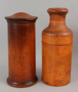 RARE Antique Apothecary Pharmacy Wood Treenware Bottle Case & Medicine Jar 5