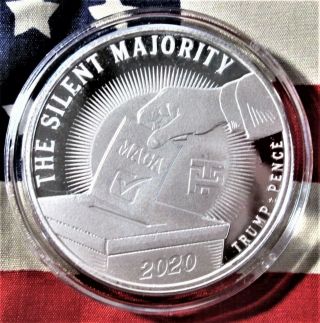 Rare Donald Trump The Silent Majority Votes Maga 1 Oz.  999 Fine Silver Round