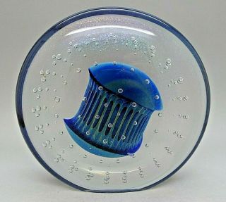 Eikholt 1992 Art Glass Cobalt Blue Controlled Bubble Rare Paperweight Vase