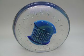 EIKHOLT 1992 ART GLASS COBALT BLUE CONTROLLED BUBBLE RARE PAPERWEIGHT Vase 3