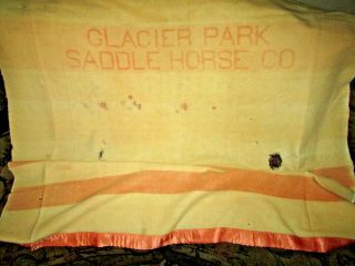 Rare Glacier Park Saddle Horse Co.  Wool Striped Blanket Camp Blanket Pendleton?