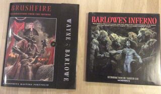 Wayne Barlowe Barlowe’s Inferno Hc & Brushfire Portfolio Rare Hellboy Del Toro