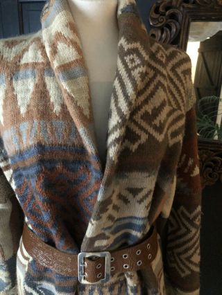 Rare vintage 90s Ralph Lauren hand knit Aztec Southwestern Navajo cardigan M 3