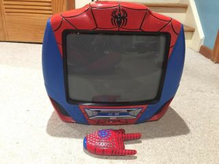 Rare Marvel Spiderman 13 " Tv Dvd Combo With Remote Control 100