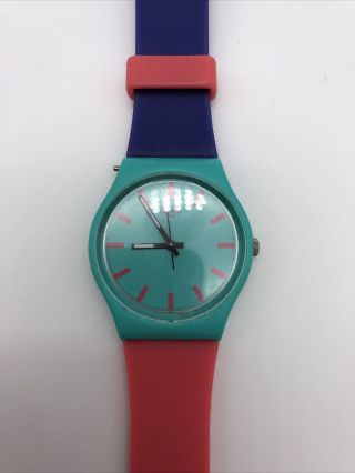 Rare,  Limited Edition Vintage Swatch Watch Pink Purple Teal Retro Colors
