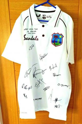 Rare West Indies Cricket Squad Signed Shirt Tour Of England 2020 - 16 Signatures