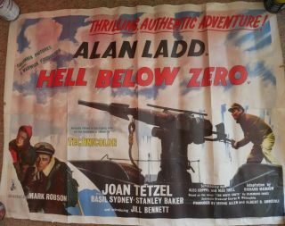 Rare 1954 Alan Ladd Hell Below Zero 39 " X30 " Poster