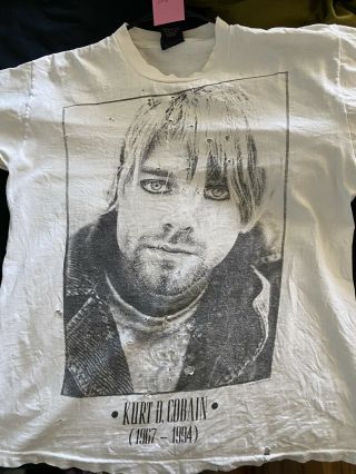 Vintage 1994 Nirvana Kurt Cobain Memorial Shirt Distressed Rare Sonic Youth
