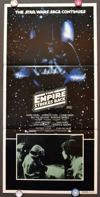 Empire Strikes Back 1980 Australian Daybill Movie Poster Star Wars Rare
