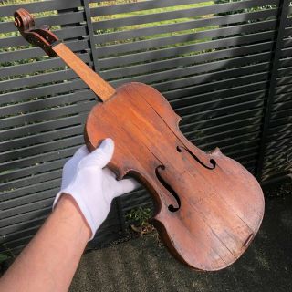 WOW RARE ANTIQUE 1800s UNKNOWN VIOLIN FIDDLE VIOLA,  BOW TIGER WOOD 3