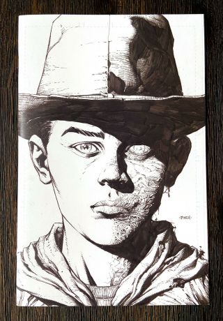 The Walking Dead Deluxe 4 2nd Print 1:25 Sketch B&w Carl Variant Nm,  Rare Hot