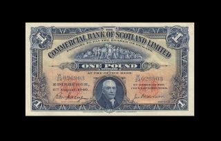 1940 Commercial Bank Of Scotland 1 Pound X - Rare ( (ef, ))