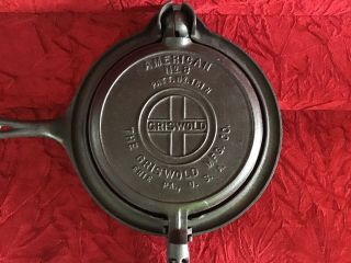 Rare Antique Griswold No.  8 Cast Iron Waffle ALL MARKED Fancy Handle 3
