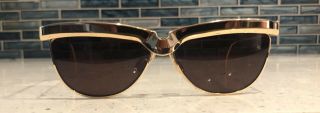 Rare 22k Gold Alain Mikli Vintage Cat Eye Brow Sunglasses Am 86 Paris