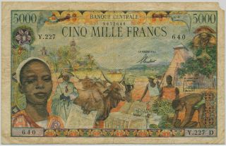 Equatorial African States Letter D - Gabon Nd (1963) 5000 Francs P - 6d Avf Rare
