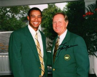 Jack Nicklaus Signed Autograph 8x10 Photo - Masters Champion W/ Tiger Woods Rare