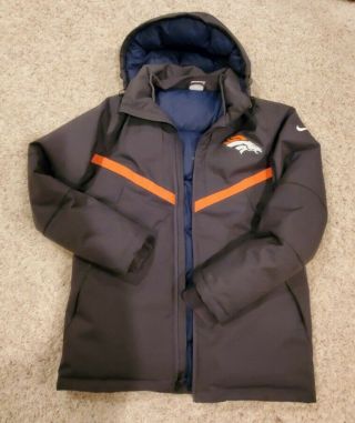 Denver Broncos Nike Sideline Full - Zip Jacket M $400 Storm Fit 500 Down Coat Rare