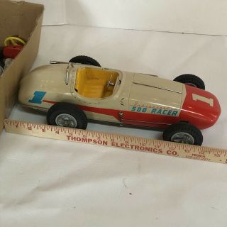 Rare Sears Indianapolis 500 Racer 50’s 60’s Tin Toy D Battery Box read 2