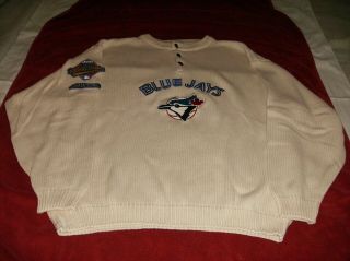 Rare.  Vtg Toronto Blue Jays " 93 " World Series Champions Sweater Jersey Lg/xl