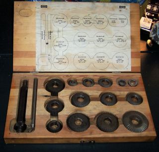 Kwik - Way Hss Valve Seat Cutting Grinding Tool Set W Wood Case Vintage Rare