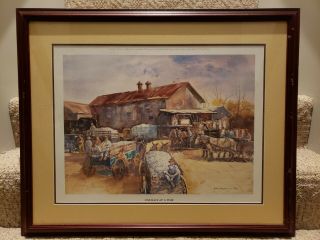 Jack C Deloney Rare Artist Proof,  " One Bale At A Time,  " 37/100 Large Framed 1999